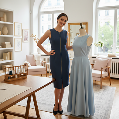 Woman working on sewing project